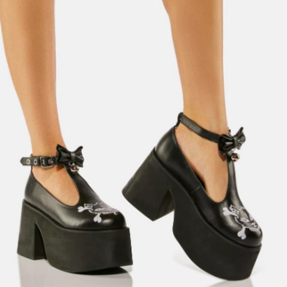 THE DON'T EVER CROSS THE MEOW Mary Janes